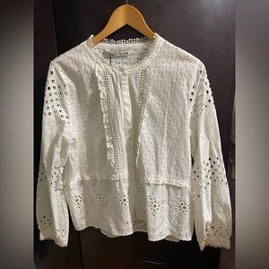Beautiful openwork embroidery button up shirt.